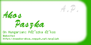 akos paszka business card